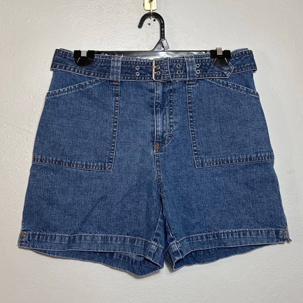Y2k Vintage Women's Size 6 Sonoma Jean Denim Shorts Button Pockets Gold Belt